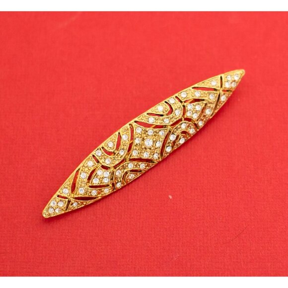 Vintage 1928 Rhinestone Oval Brooch F9 - Picture 2 of 3